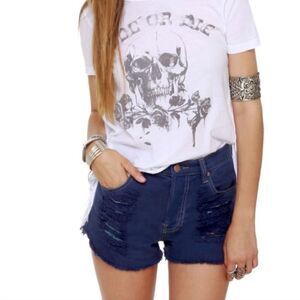 NWOT Mink Pink Slasher Flick Dark Blue Cutoff Jean Shorts S